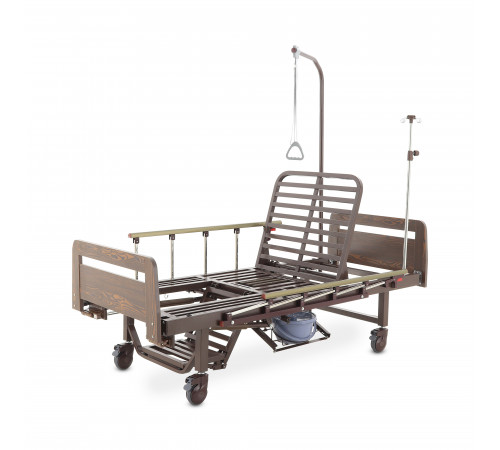 Кровать механическая YG-6 (ММ-2624Н-06/2124Н-04) ЛДСП с туалетным устройством и судном с крышкой, функцией «кардиокресло», в комплекте с матрасом