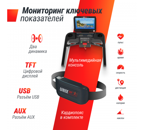 Беговая дорожка UNIX Fit T-1550 PRO (18,5" TFT)