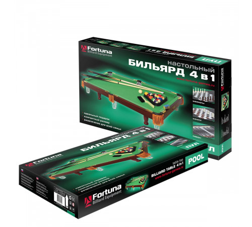 Бильярдный стол Fortuna Пул 3фт 4 в 1 с комплектом аксессуаров