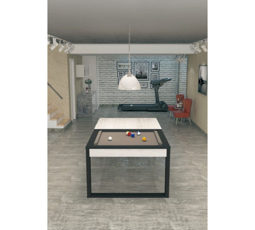 Комплект 2 в 1 «Pride» — бильярдный обеденный стол для пула 7 ф + 4 стула (беленый дуб, столешница, аксессуары + сукно)