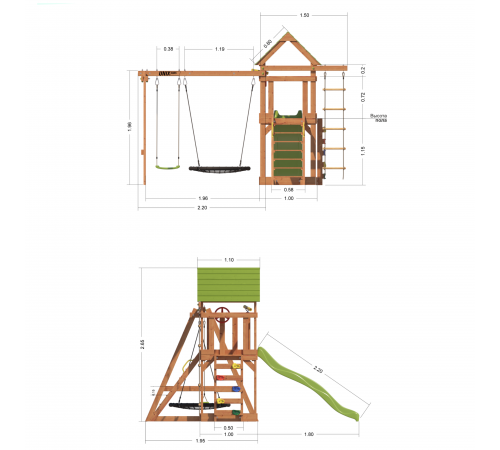 Детский игровой комплекс UNIX Kids (6 in 1) Light Green