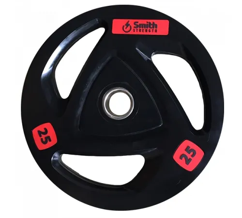 Диск для штанги Smith WP085-25 c 3-м хватом, обрезиненный, 25кг