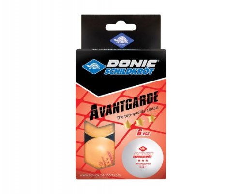 Мячики для н/тенниса DONIC AVANTGARDE 3* 40+, 6 штук, оранжевый