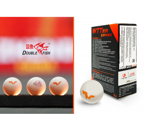 Мячи для н/т Double Fish V40+ 3 star WTT (6шт.)