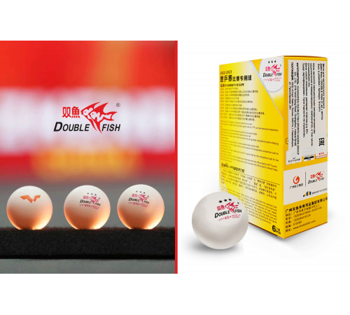 Мячи для н/т Double Fish V40+ 3 star WTTC (6шт.)